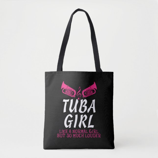 Tuba Girl So Much Louder Marching Band Funny Gift Tote Bag (Front)