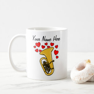 Tuba Hearts Tubaist Brass Musician Custom Coffee Mug
