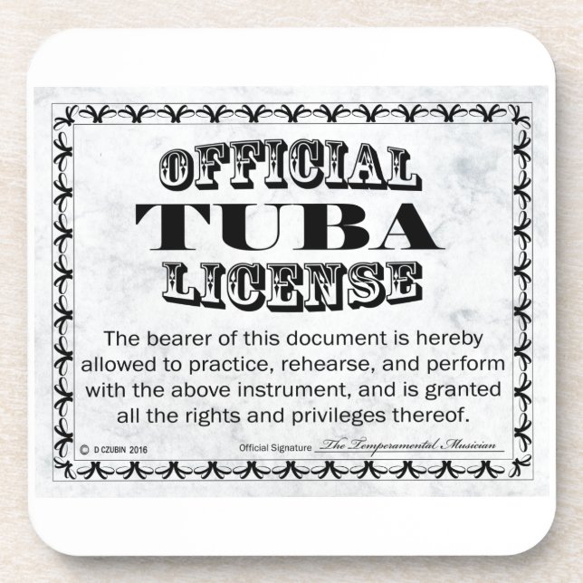 Tuba License Coaster (Front)
