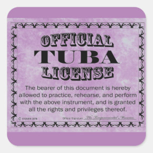 Tuba License Square Sticker