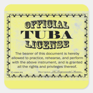 Tuba License Square Sticker