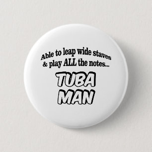 Tuba Man - Music Superhero 6 Cm Round Badge