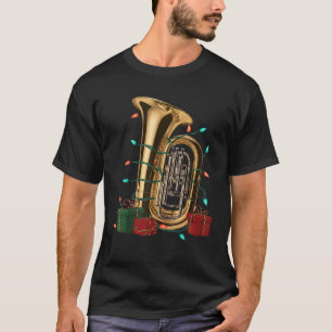 Tuba Music Lover Xmas Lighting Santa Musical Tuba  T-Shirt