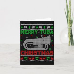 Tuba Music Lover Xmas Lighting Ugly Merry Tuba Chr Card