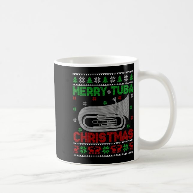 Tuba Music Lover Xmas Lighting Ugly Merry Tuba Chr Coffee Mug (Right)