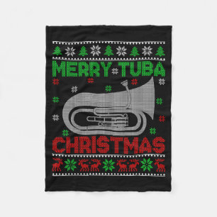 Tuba Music Lover Xmas Lighting Ugly Merry Tuba Chr Fleece Blanket