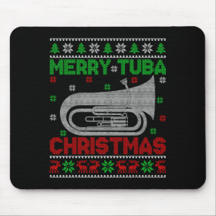 Tuba Music Lover Xmas Lighting Ugly Merry Tuba Chr Mouse Pad