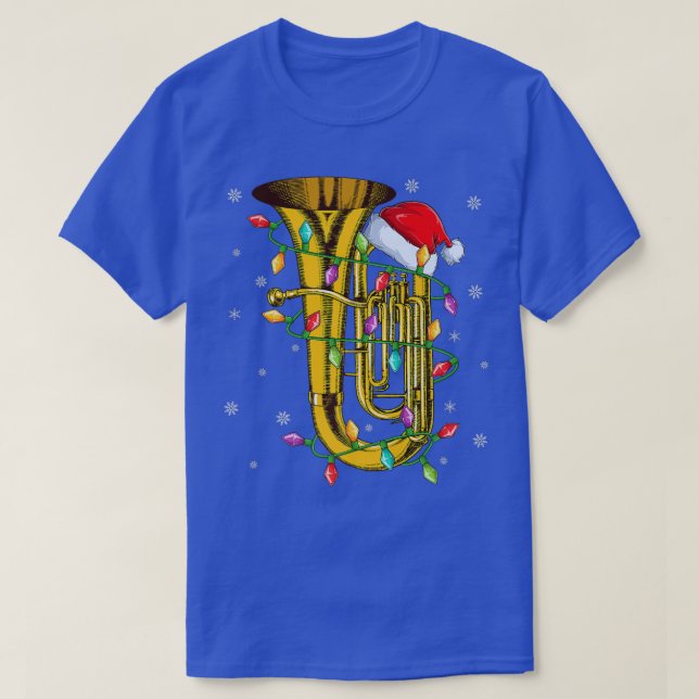 Tuba Music Lover Xmas Lights Santa Tuba Christmas  T-Shirt (Design Front)