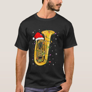 Tuba Music Lover Xmas Lights Santa Tuba Christmas T-Shirt