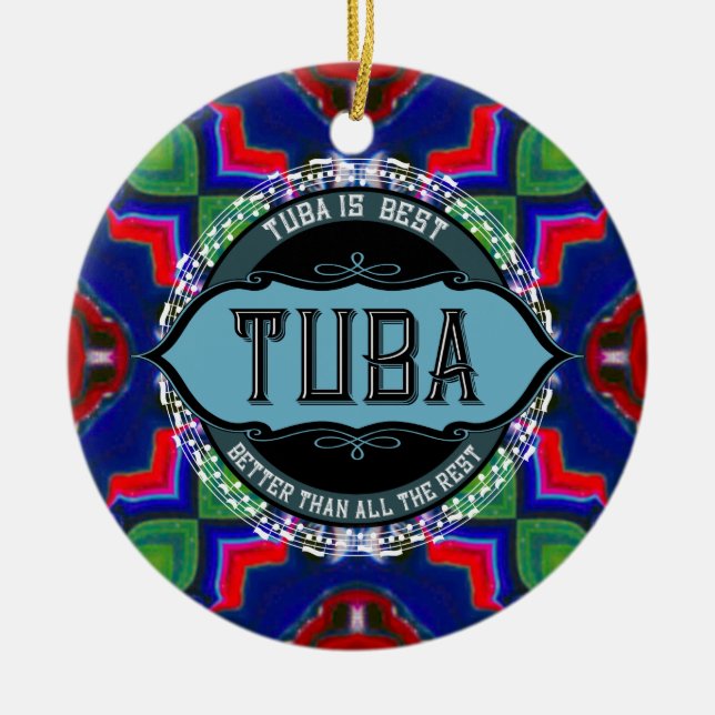 Tuba Music Note Circle Ceramic Ornament (Front)