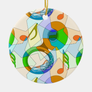 Tuba Music Note Fragments Ceramic Ornament