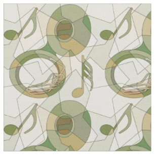 Tuba Music Note Fragments Fabric