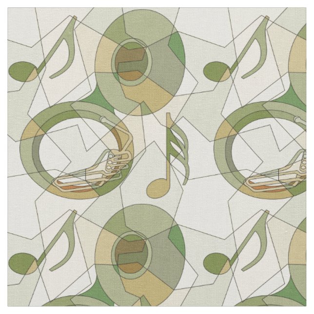 Tuba Music Note Fragments Fabric (Close Up)