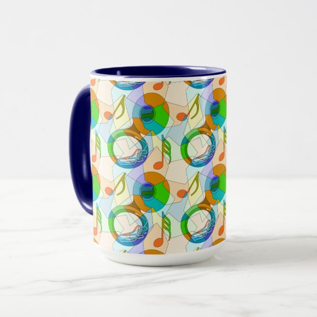 Tuba Music Note Fragments Mug (Front Left)