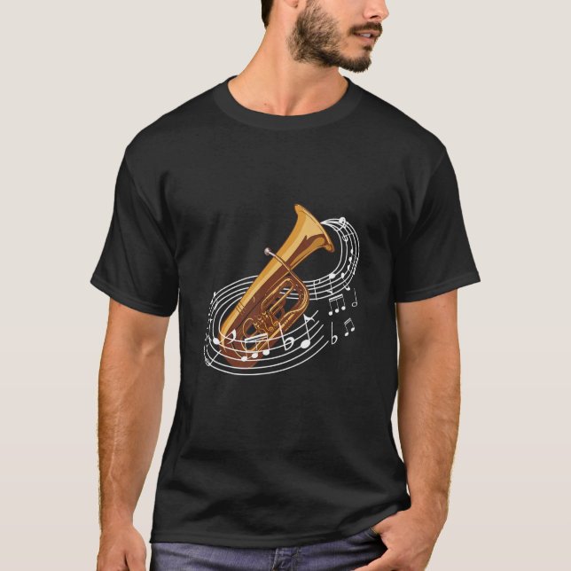 Tuba Music Notes Of Brass Instruments T-Shirt (Front)