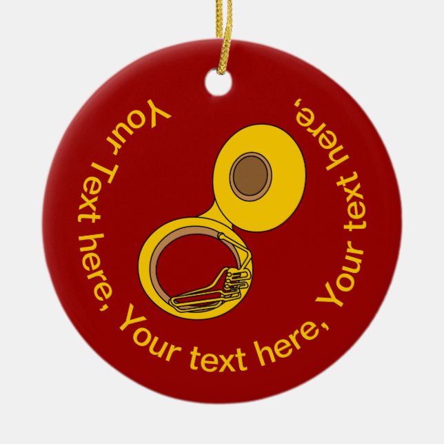 Tuba Musical Instrument Ceramic Ornament (Front)