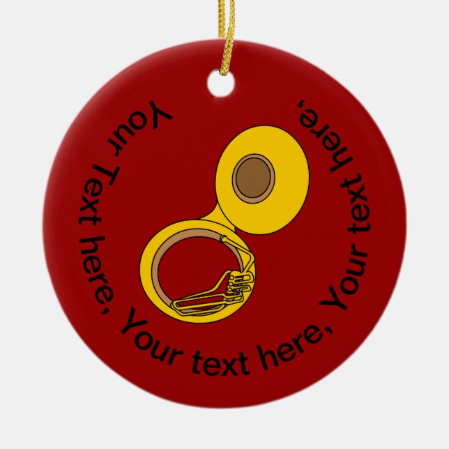 Tuba Musical Instrument Ceramic Ornament (Front)