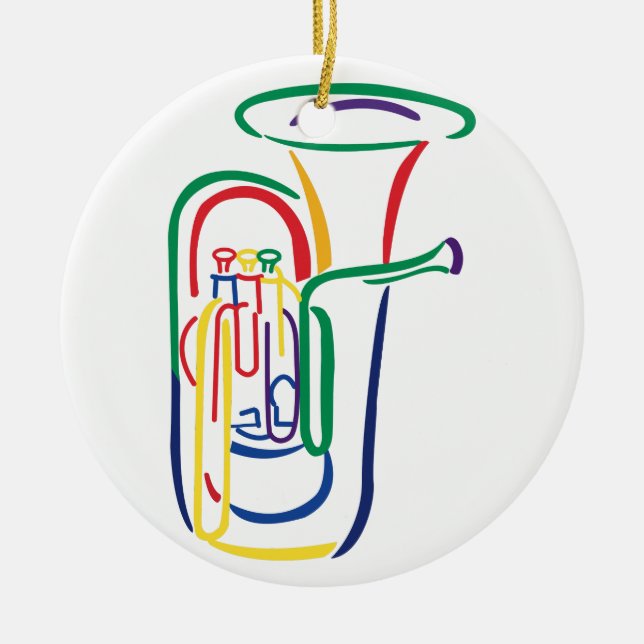 Tuba Outline Ceramic Ornament (Front)