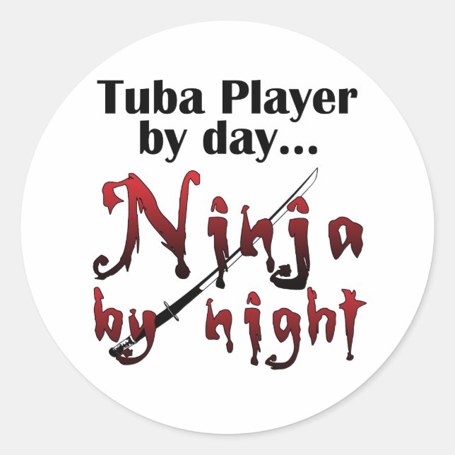 Tuba Player by Day... Classic Round Sticker (Front)