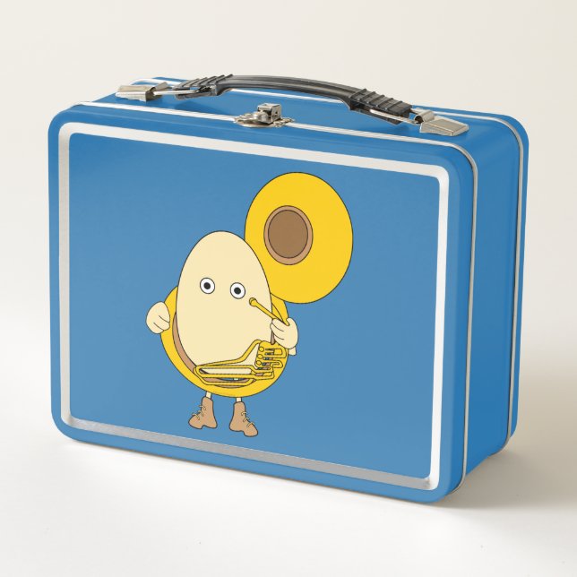 Tuba Player Egghead Metal Lunch Box (Front)