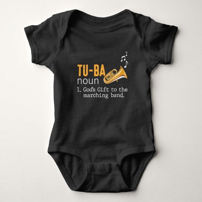 Tuba Player Marching Wind Instrument Musician Baby Bodysuit (Front)
