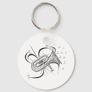 Tuba Silver and Notes Key Ring