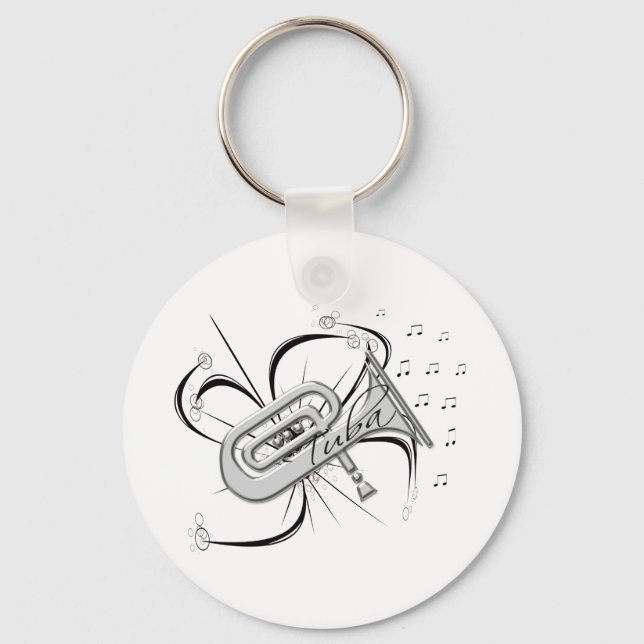 Tuba Silver and Notes Key Ring (Front)
