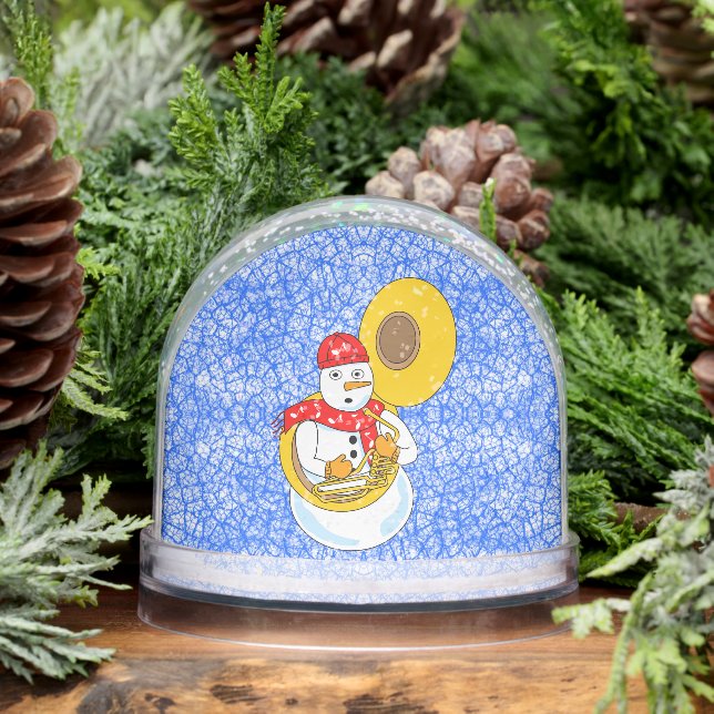 Tuba Snowman Snow Globe (Winter)