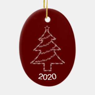 Tuba Text Christmas Tree Ceramic Ornament