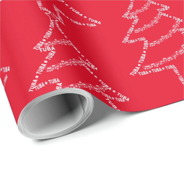 Tuba Text Christmas Tree Wrapping Paper (Roll Corner)