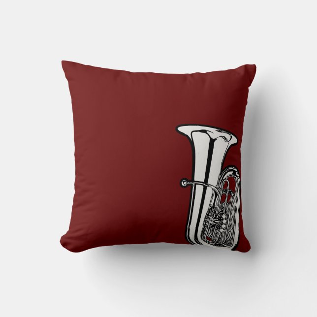 Tuba Throw Pillow Punch of Crimson (Front)