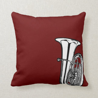 Tuba Throw Pillow Punch of Crimson