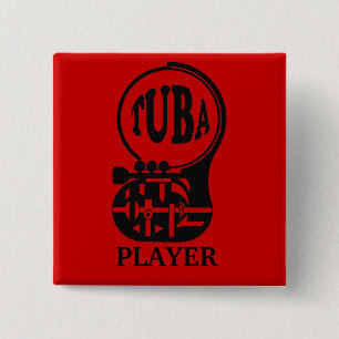 TUBA  , Tuba Player 15 Cm Square Badge