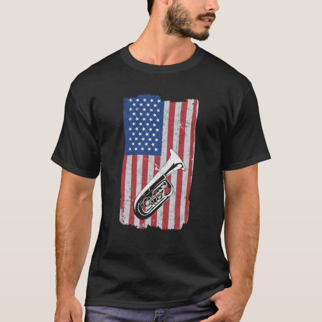 Tuba Usa Flag Tuba Player Tubist T-Shirt (Front)