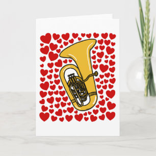 Tuba With Hearts Valentines Anniversary Card