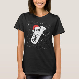 Tuba With Santa's Hat For Musicians Christmas Seas T-Shirt