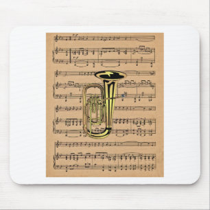 Tuba ~ With Sheet Music Background Mouse Pad