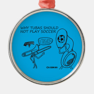 Tubas Play Soccer Metal Ornament