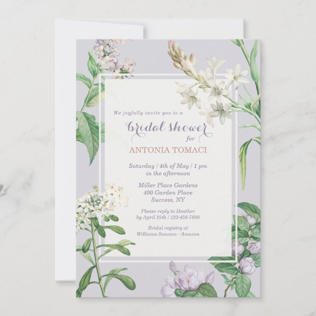 Tuberose Blooms Bridal Shower Invitation (Front)