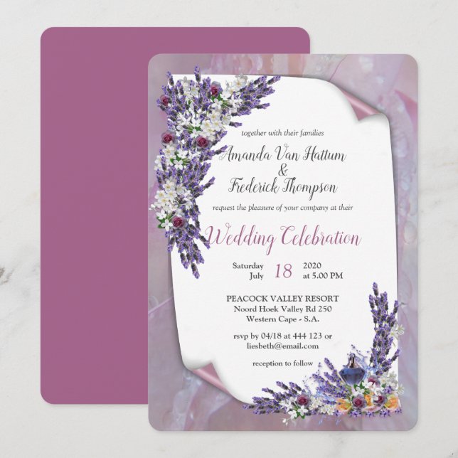 Tuberose & Lavender Blooms Invitation (Front/Back)