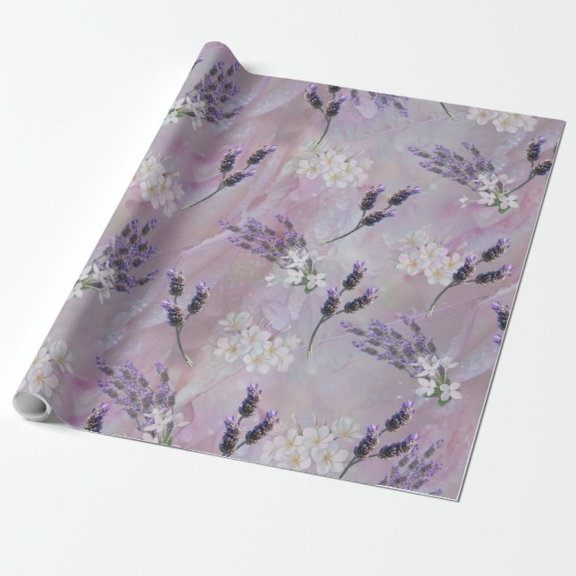 Tuberose & Lavender Blooms Wrapping Paper (Unrolled)