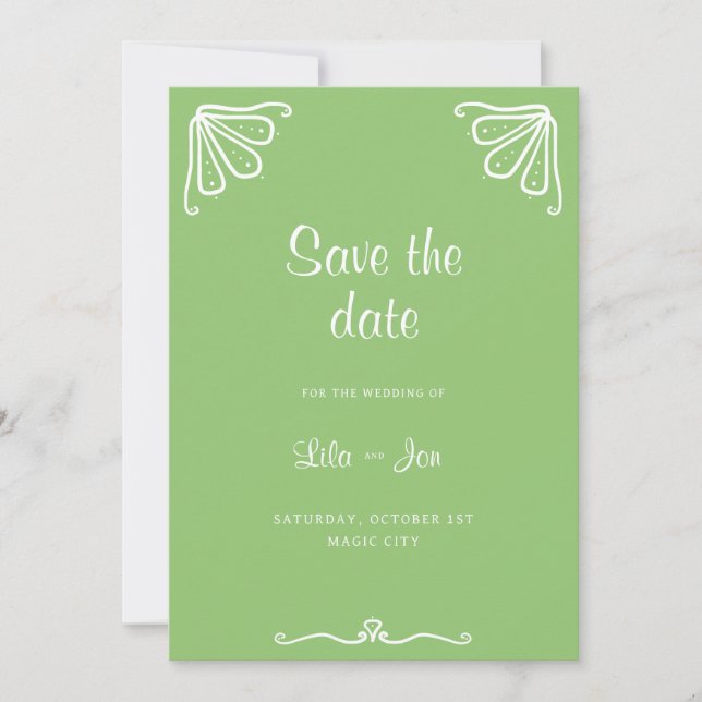 Tuberose Personalized Wedding Save The Date Card (Front)