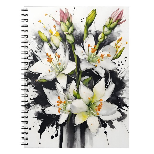 Tuberose - Watercolor flowers Notebook (Front)