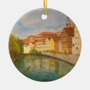 Tubingen in Sunlight Ceramic Tree Decoration