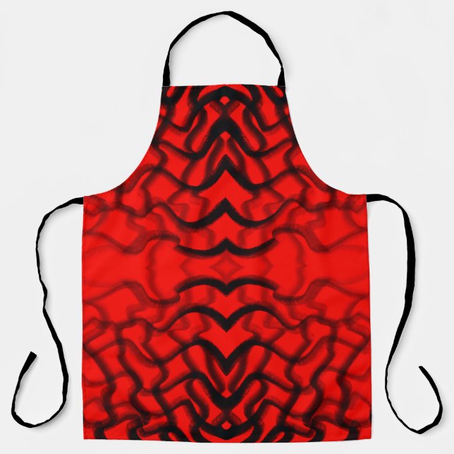 Tubular Black And Red Piping  Apron (Front)