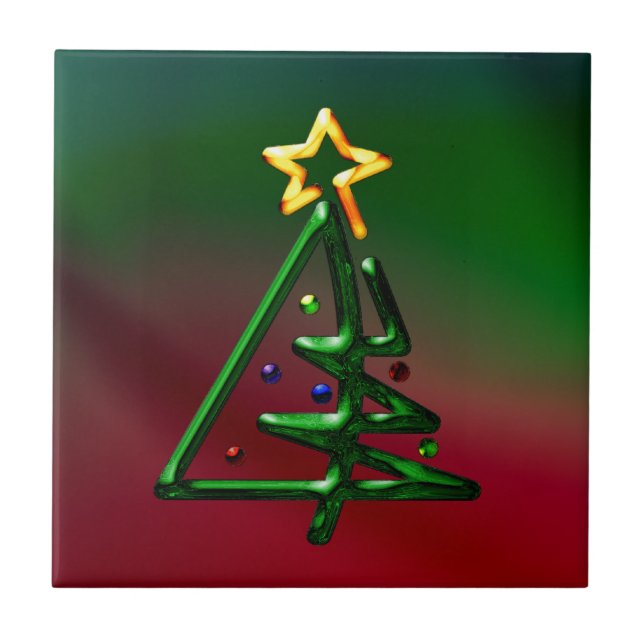 Tubular Chrome Christmas Tree Ceramic Tile (Front)