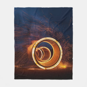 Tubular Space Portal Opens Amidst Sparks Fleece Blanket