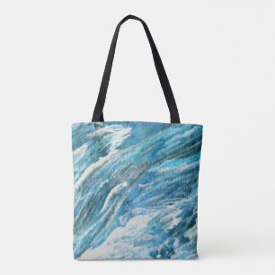 Tubulent sea watercolor abstract art tote bag