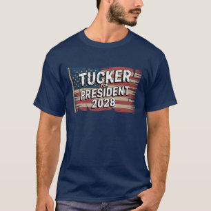 Tucker For President 2028 American Flag T-Shirt