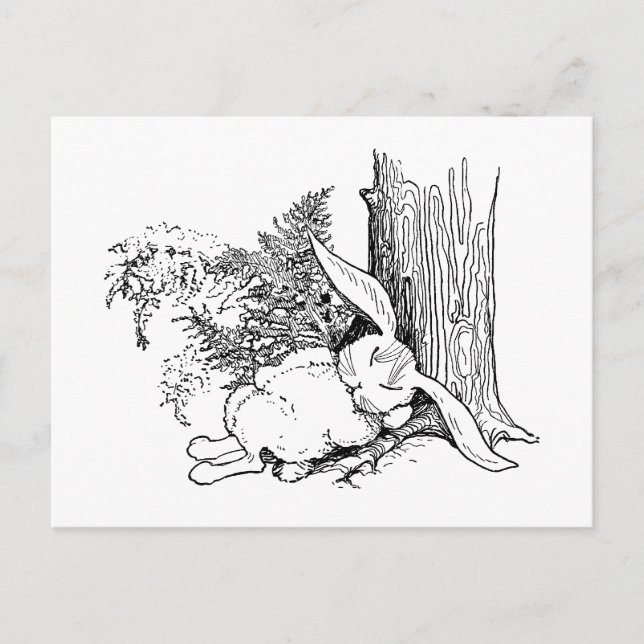 Tuckered Out Bunny Sleeping in Forest Postcard (Front)
